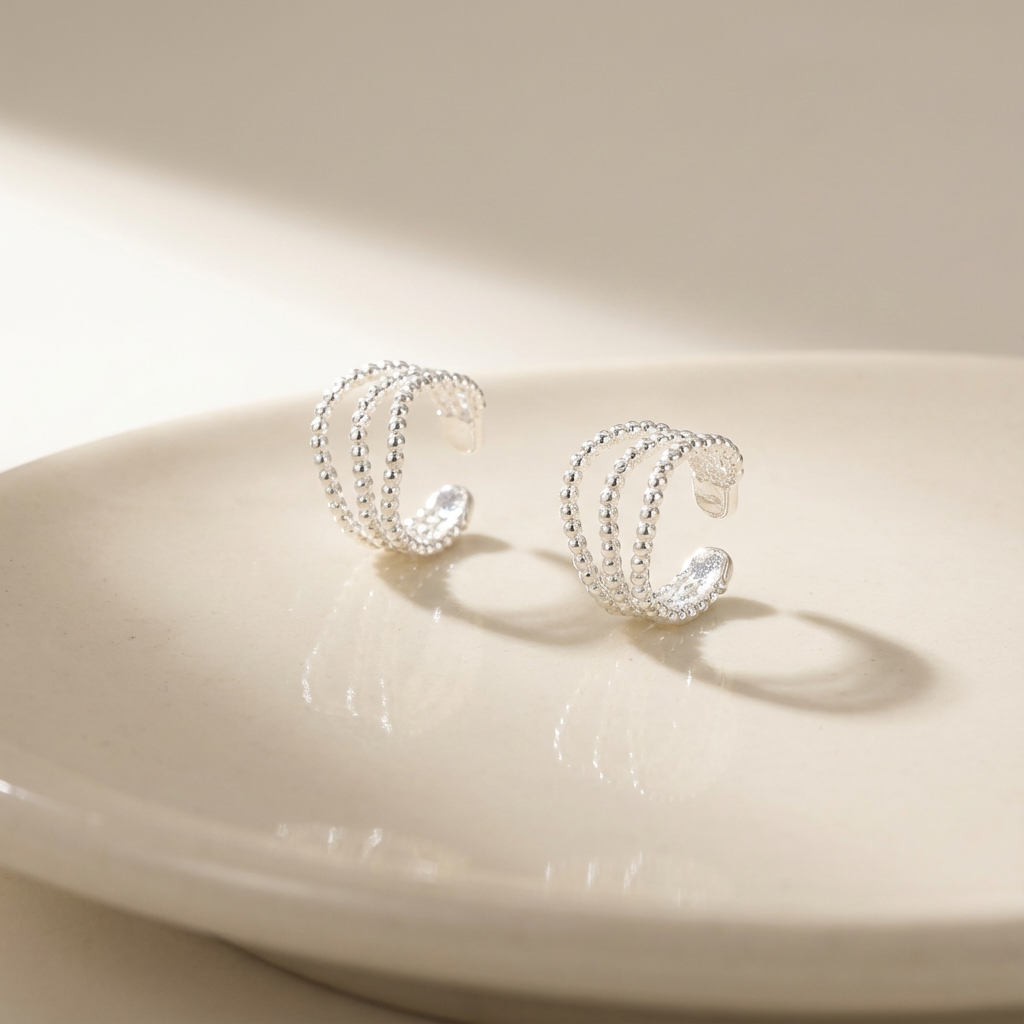 Triple Line Silver Ear Cuff (Single)