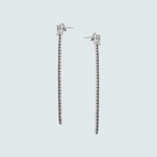 Celestine Éclat Longline Earrings in Sterling Silver with Zirconia
