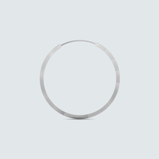 Faceted Silver Hoop Earrings – 4cm Textured Finish