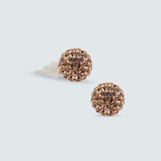 Swarovski Crystal Ball Stud Earrings – 8mm / 10mm – Rose Color (Silver Post)