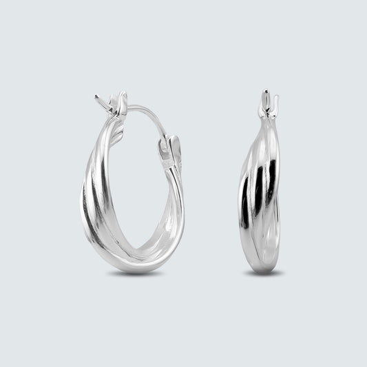 Twisted Curve Silver Earrings