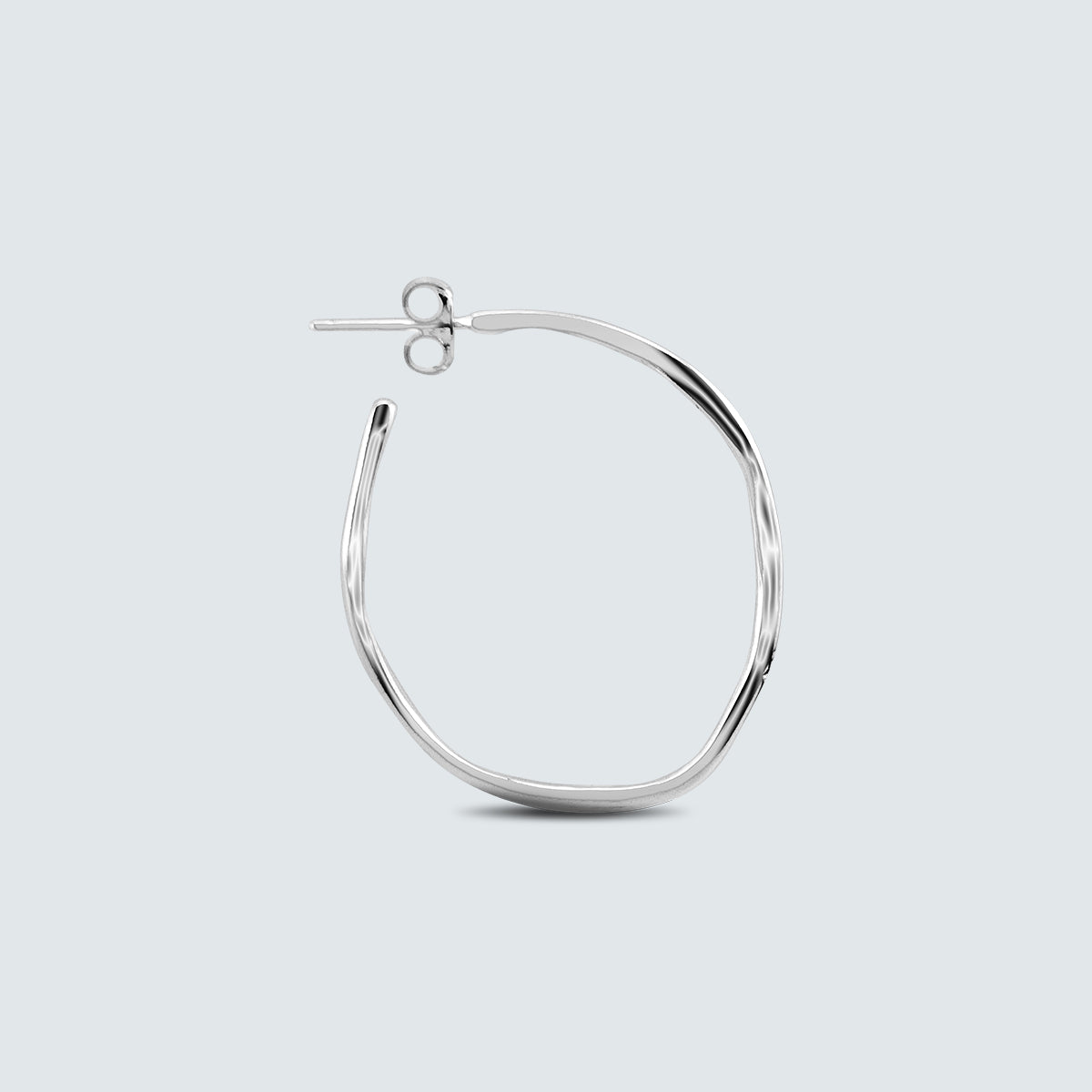 Fluid Wave Silver Hoops