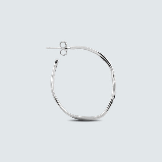 Fluid Wave Silver Hoops