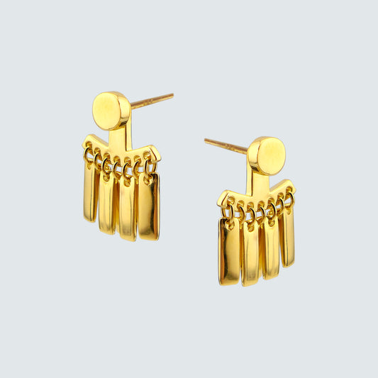14K Gold Plated Fringe Bar Earrings