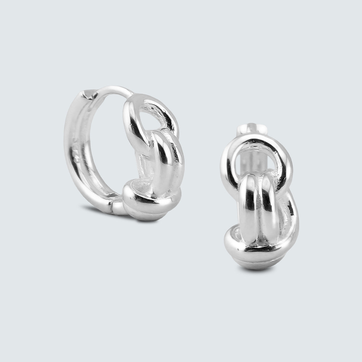 Interlocked Loop Sculpture Earrings in Polished Sterling Silver