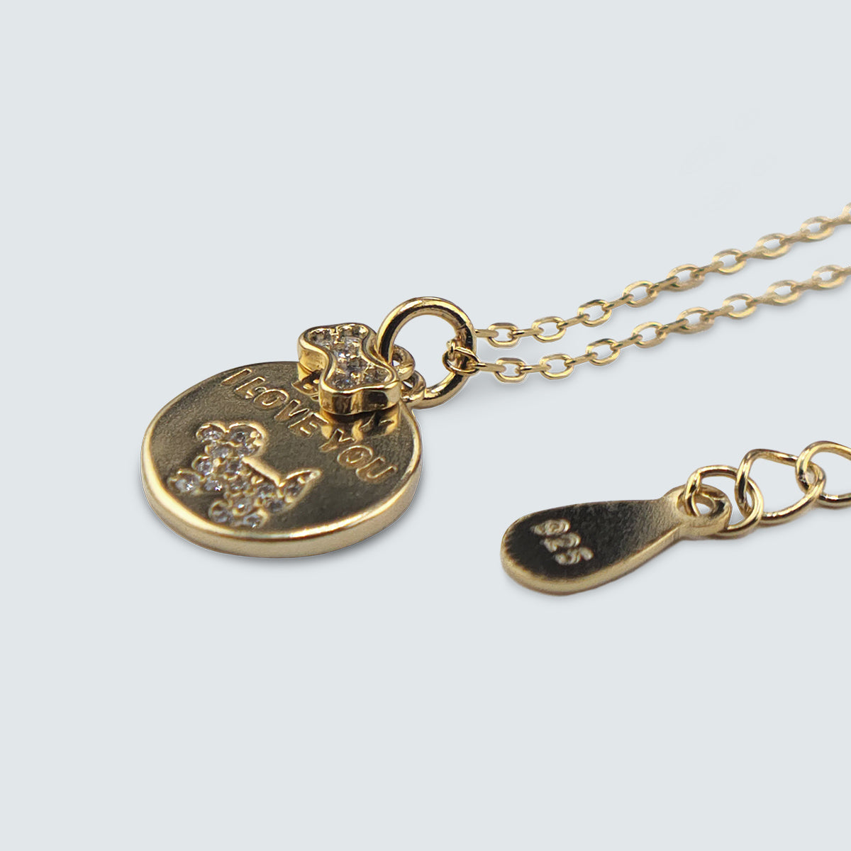 I Love You Dog Charm Necklace in Gold-Coated Silver