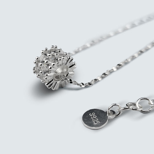 Pave Cylinder Sparkle Necklace in Sterling Silver