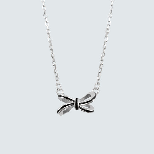 Noir Enamel Ribbon Necklace