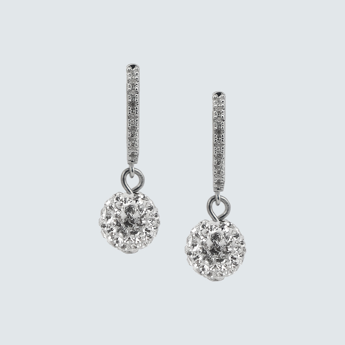 Swarovski Crystal Ball Drop Earrings – Silver Mini Hoop