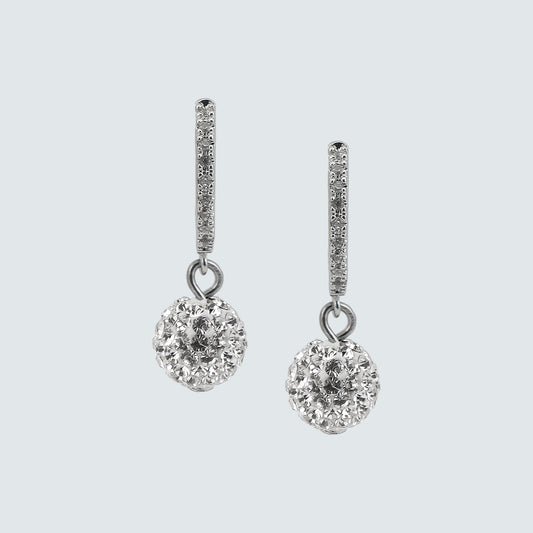 Swarovski Crystal Ball Drop Earrings – Silver Mini Hoop
