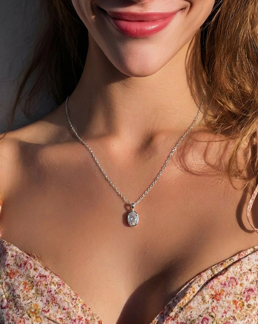 Rutile Quartz Glass Orb Necklace in Sterling Silver