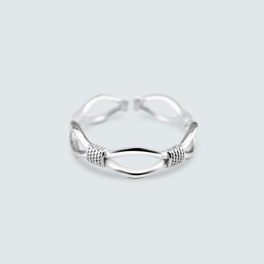 Braided Link Silver Ring