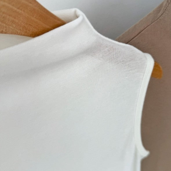 Soft Mock Neck Sleeveless Stretch Knit Tank Top – Women One Size