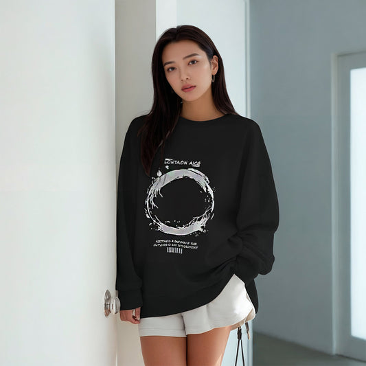 Pigment Dyed Circle Graphic Sweatshirt - Women One Size