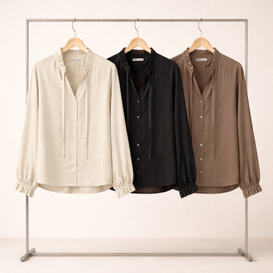 Ruffle Tie-Neck Blouse – Women One Size