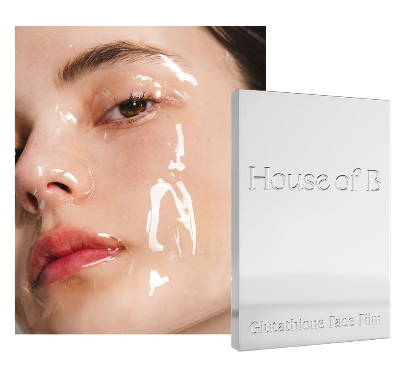 House of B Glow Glutathione 2-Step Face Film Mask Set (5 Sheets) – Skin Tone Enhancement & Wrinkle Care Korean Mask