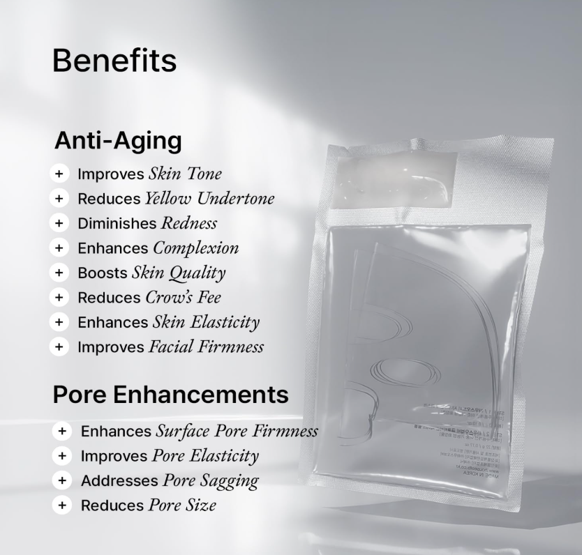 House of B Glow Glutathione 2-Step Face Film Mask Set (5 Sheets) – Skin Tone Enhancement & Wrinkle Care Korean Mask