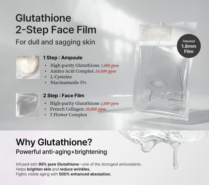 House of B Glow Glutathione 2-Step Face Film Mask Set (5 Sheets) – Skin Tone Enhancement & Wrinkle Care Korean Mask