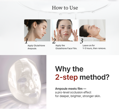 House of B Glow Glutathione 2-Step Face Film Mask Set (5 Sheets) – Skin Tone Enhancement & Wrinkle Care Korean Mask