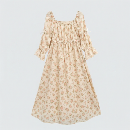 Rose Long Cotton Loungewear Dress