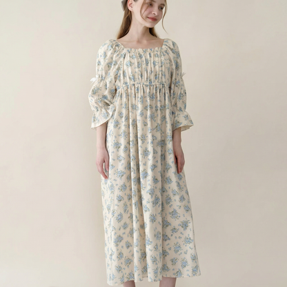 Rose Long Cotton Loungewear Dress