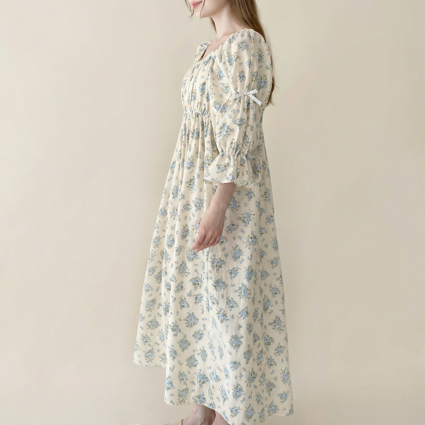 Rose Long Cotton Loungewear Dress