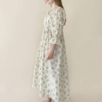 Rose Long Cotton Loungewear Dress