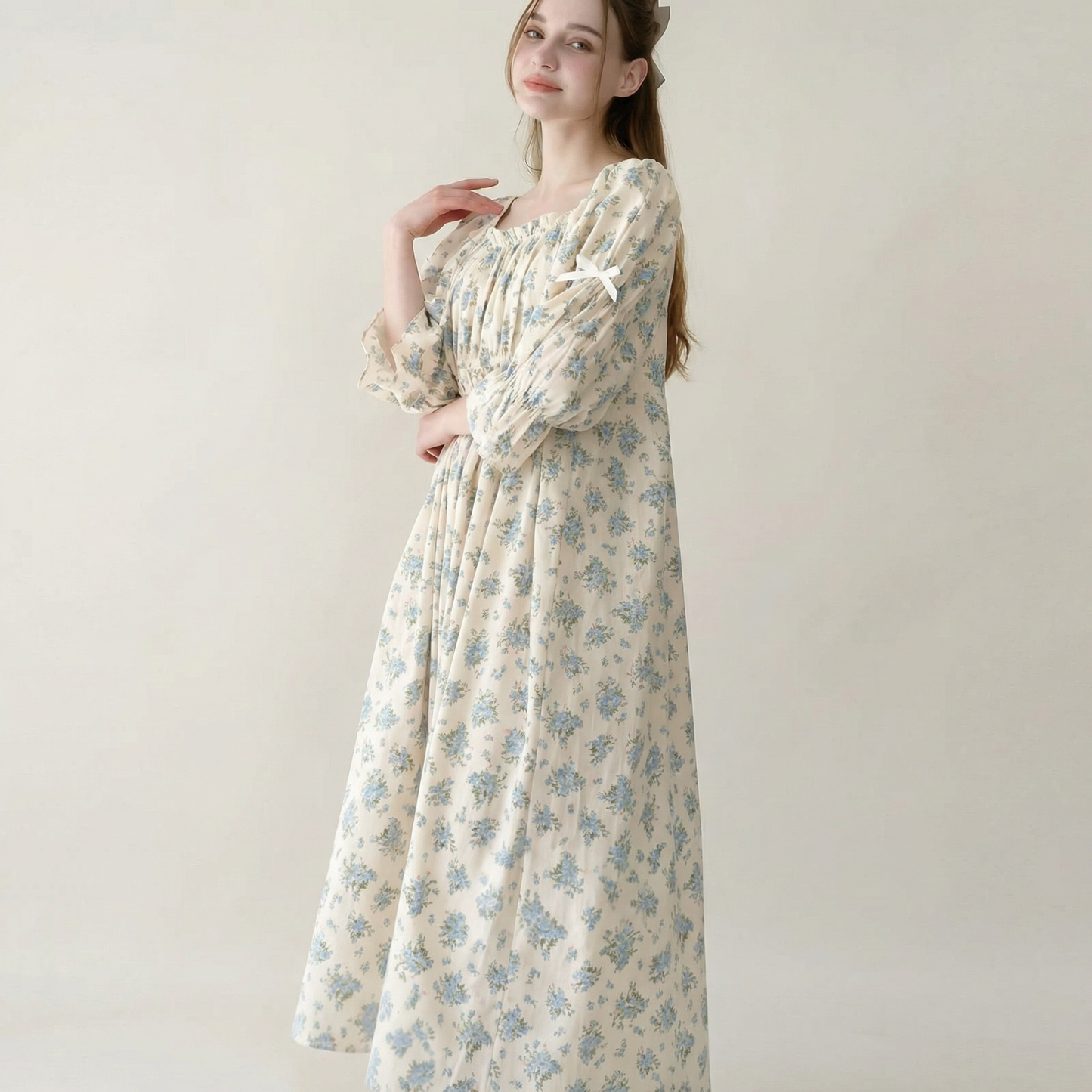 Rose Long Cotton Loungewear Dress