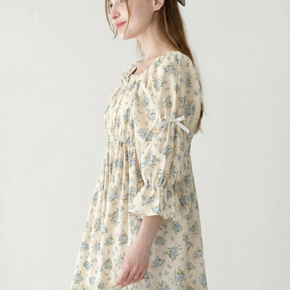 Rose Long Cotton Loungewear Dress