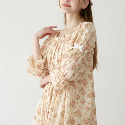 Rose Long Cotton Loungewear Dress