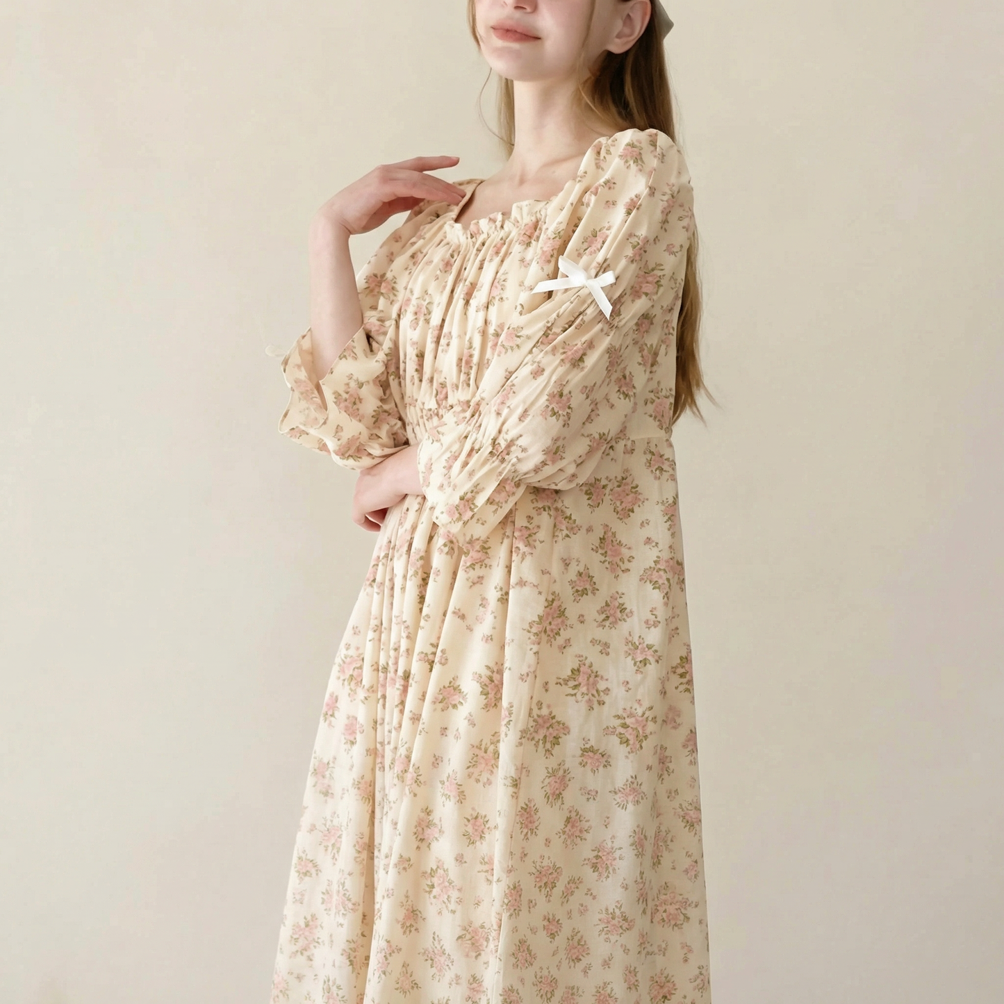 Rose Long Cotton Loungewear Dress