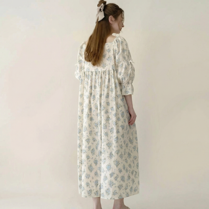 Rose Long Cotton Loungewear Dress