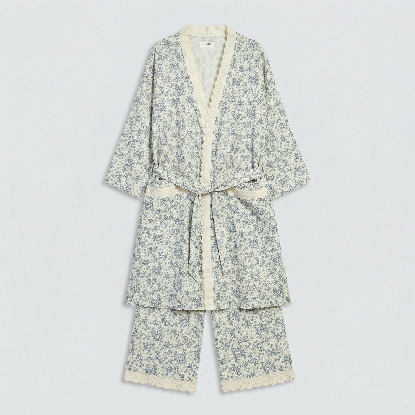 Rose Cotton Gauze Robe & Pants Loungewear Set