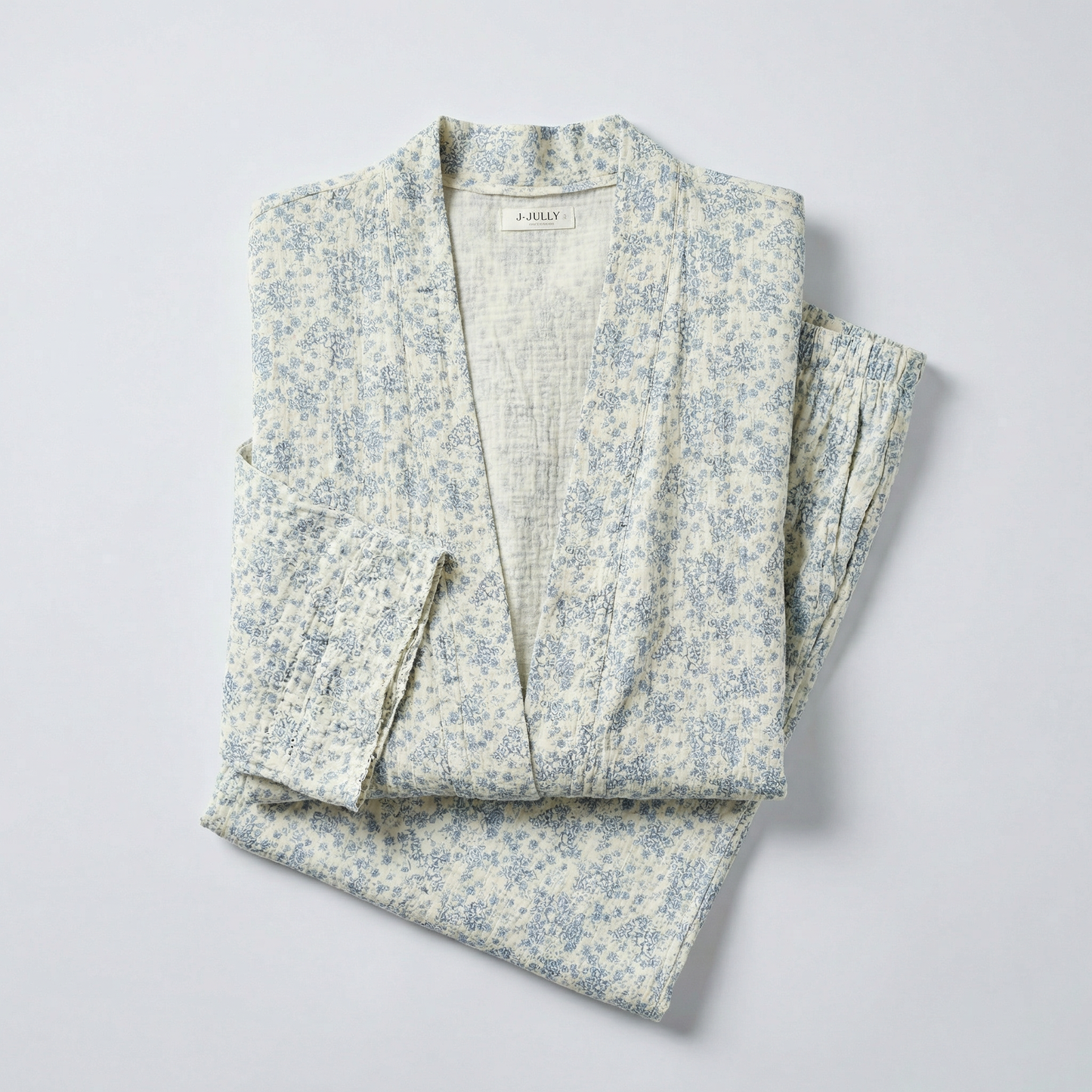 Rose Cotton Gauze Robe & Pants Loungewear Set