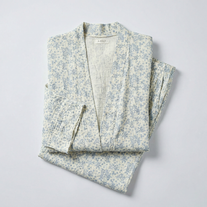 Rose Cotton Gauze Robe & Pants Loungewear Set