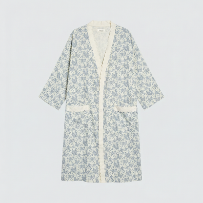 Rose Cotton Gauze Robe & Pants Loungewear Set