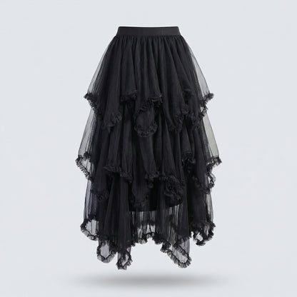 Midnight Ruffle Tulle Skirt – Black / Ivory