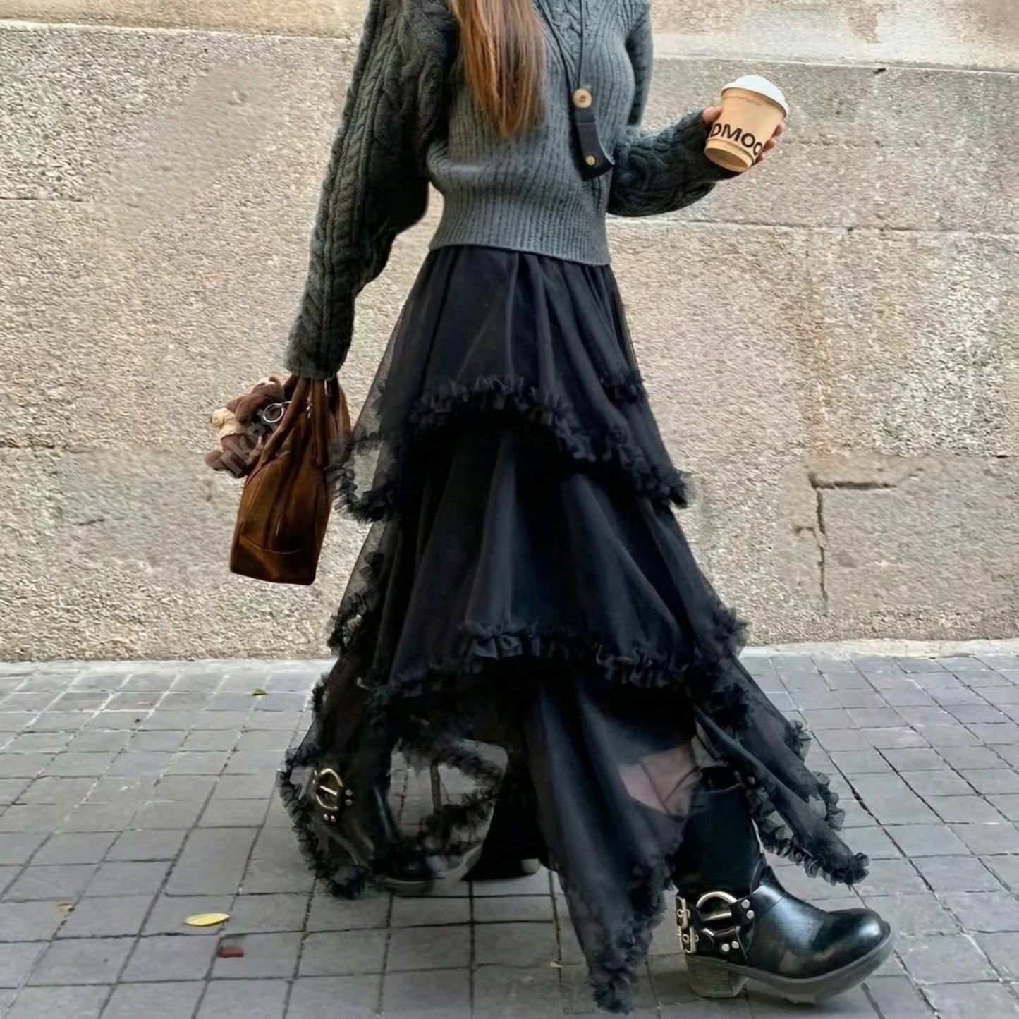 Midnight Ruffle Tulle Skirt – Black / Ivory