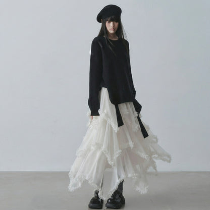 Midnight Ruffle Tulle Skirt – Black / Ivory