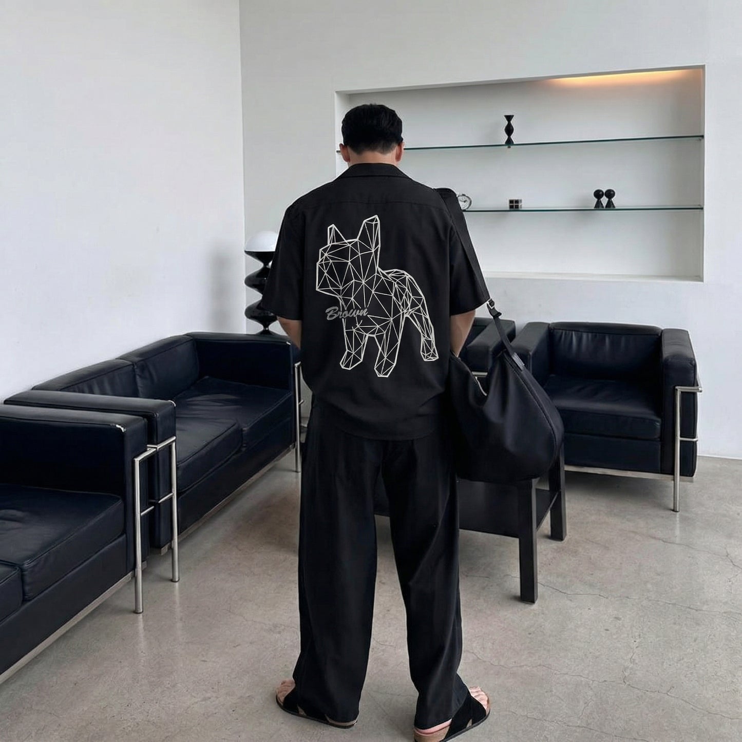 Geometric Bulldog  Shirt (UNISEX / WOMEN – OVERFIT)