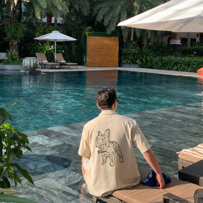 Geometric Bulldog  Shirt (UNISEX / WOMEN – OVERFIT)