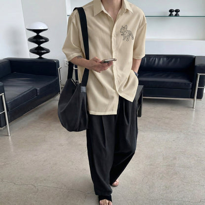 Geometric Bulldog  Shirt (UNISEX / WOMEN – OVERFIT)