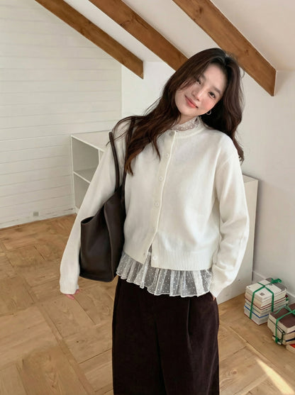 Sheer Polka Dot Ruffle Blouse – Black & White Mesh Layering Top – Women One Size