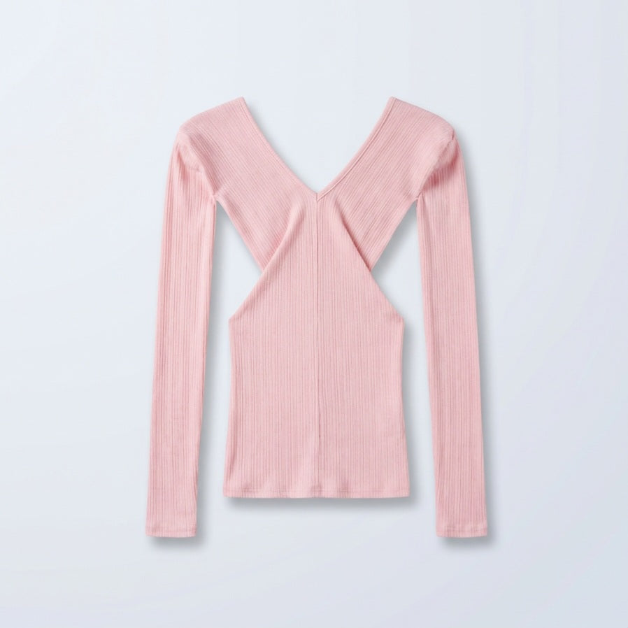 Soft Rib Off-Shoulder Slim Top – Women One Size