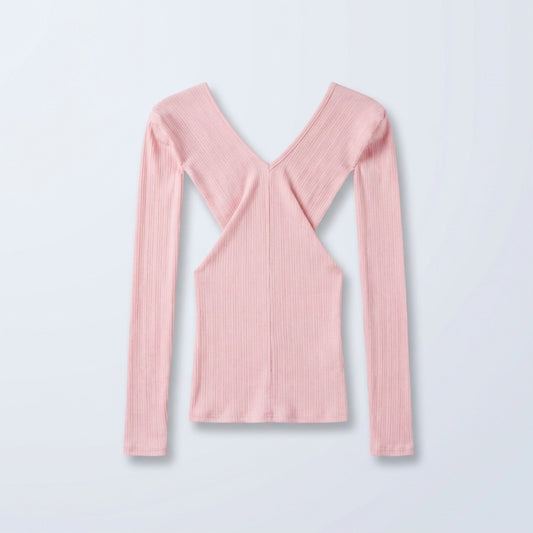 Soft Rib Off-Shoulder Slim Top – Women One Size