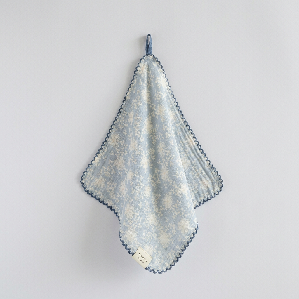 Soft Blue Wildflower Cotton  Handkerchief