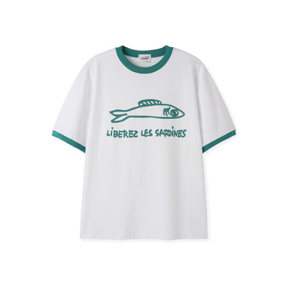 Vintage Fish Ringer Tee - Men One Size ( Unisex )