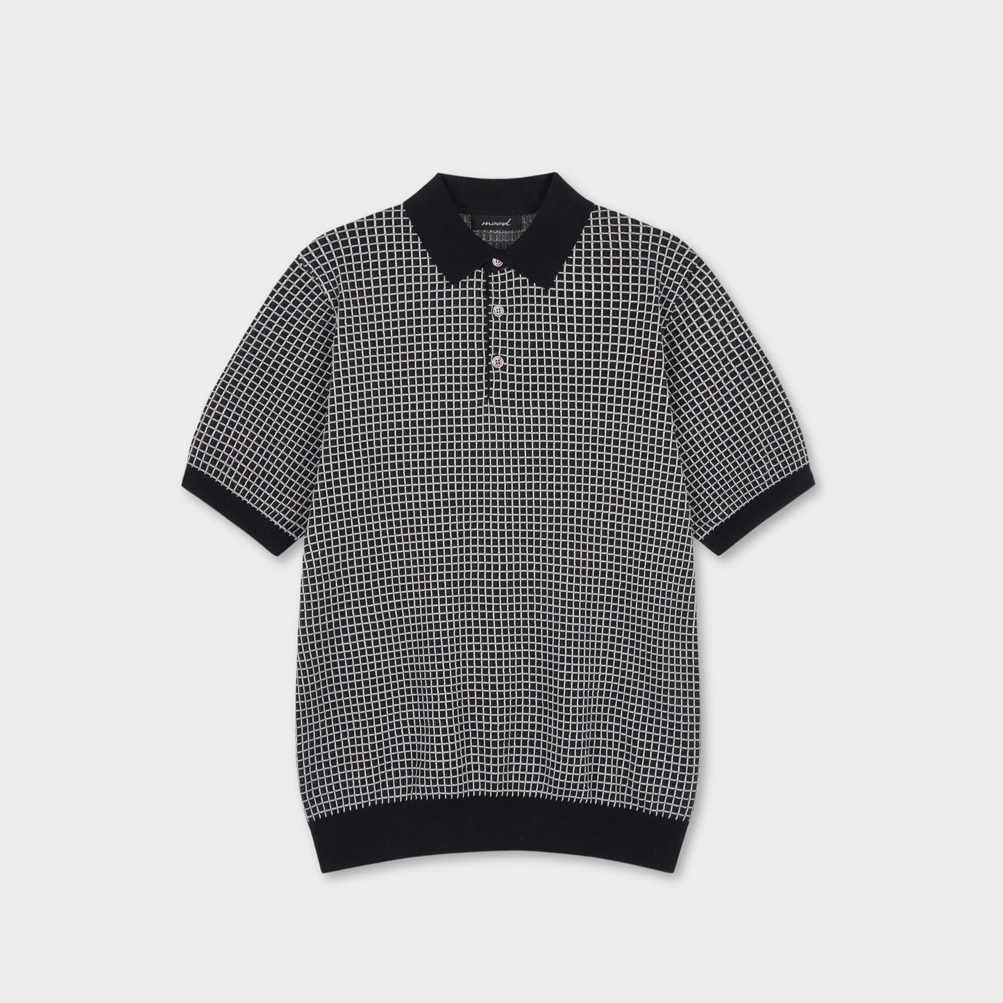 Relaxed Grid Linen Knit Polo - Men M / L