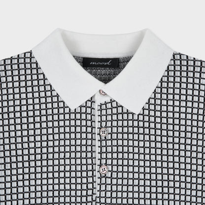 Relaxed Grid Linen Knit Polo - Men M / L
