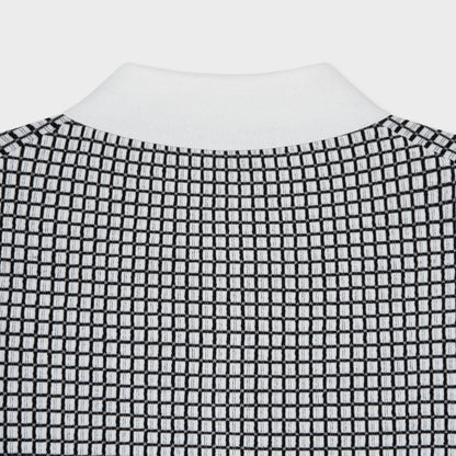 Relaxed Grid Linen Knit Polo - Men M / L